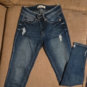 KanCan Dark Blue Distressed High-Rise Skinny Jeans